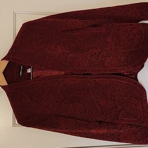 Women's Coldwater Creek Jacket Red Brocade Holiday